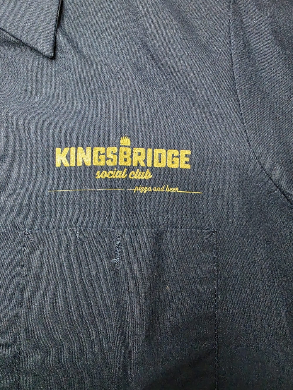 Men's Navy Work Shirt with Chest Pockets | Bronx KINGSBRIDGE SOCIAL CLUB size Sm - Picture 2 of 4